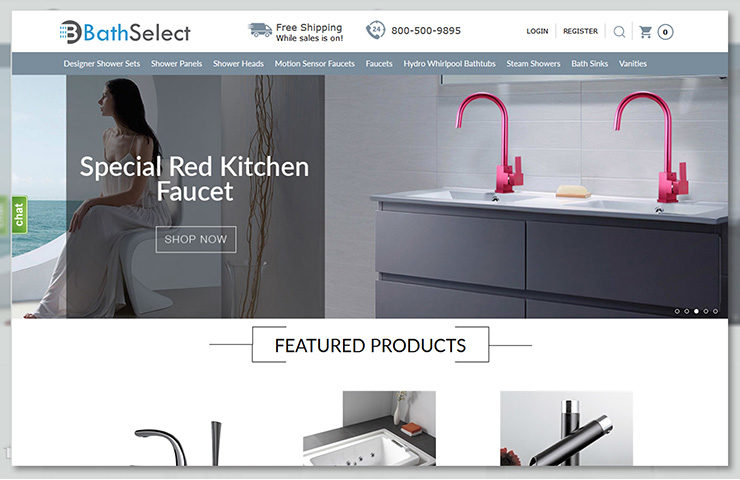 BatheSelect Bathroom Fixtures Website Development Screenshot