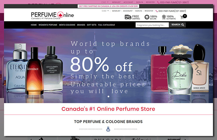 eCommerce website development for Perfume Online Canada