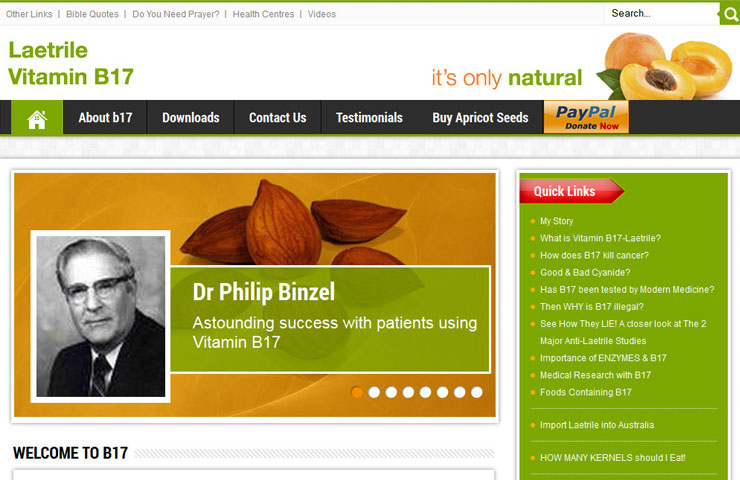 Website design for Vitamin b17 With Joomla Framework