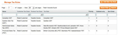 Configuring tax for Canada in magento - Canada Tax Rate List