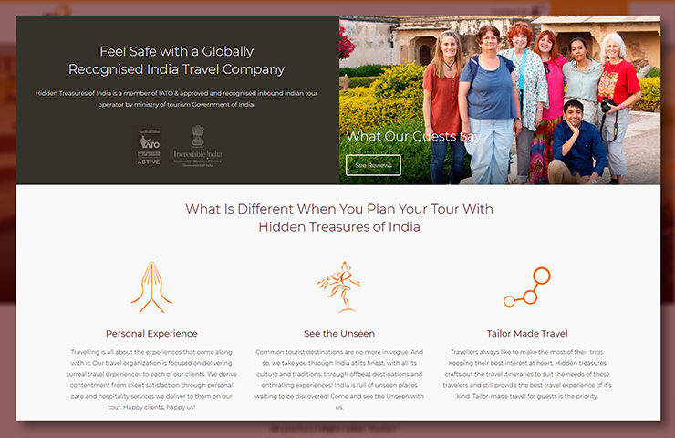 Hidden Treasures of India Website Tour Page Screenshot 3