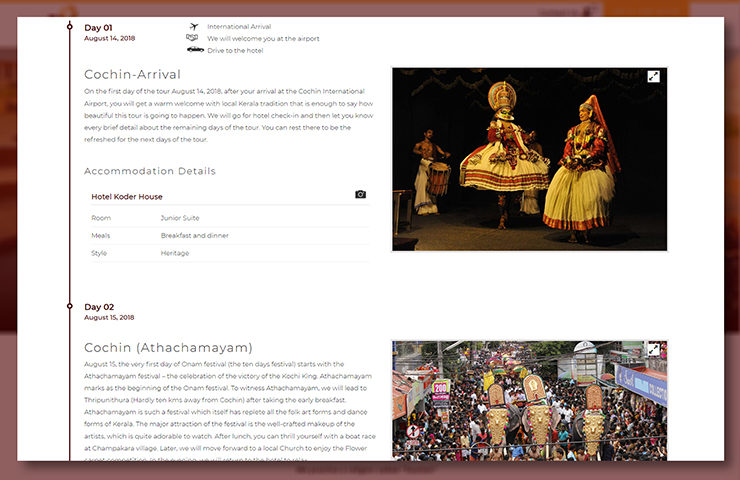 Hidden Treasures of India Website Tour Page Screenshot