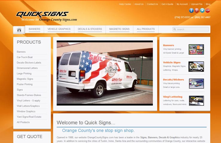 Web Development Services for Orange County Signs