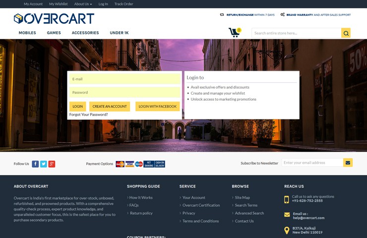 eCommerce Website For Overcart